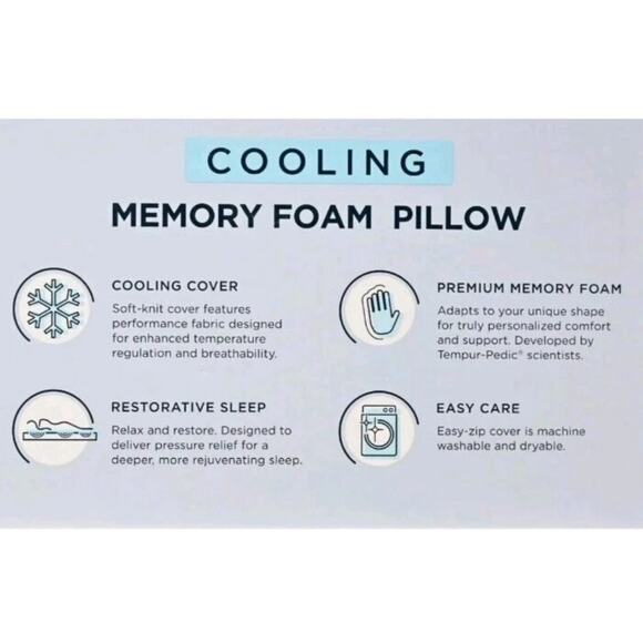 New! Serenity by Tempur-Pedic Cooling Memory Foam Pillow - Picture 7 of 14